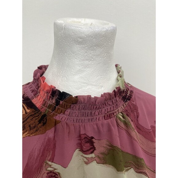 Nine West Women's Long Sleeve Belted Chiffon Mini Dress Large Mock Neck - Picture 10 of 14